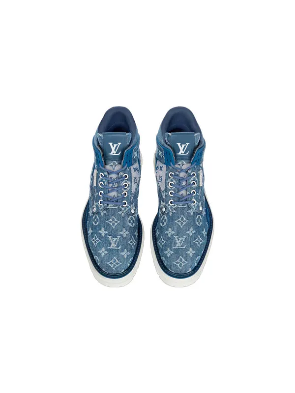 Кроссовки oberkamp ankle boots 'denim monogram' Louis Vuitton — изображение 3 из 4, синий/белый