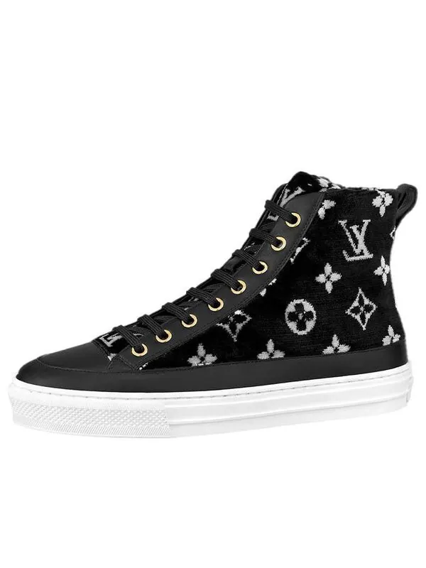 Кроссовки stellar ankle sneakers 'black white monogram' Louis Vuitton — изображение 1 из 4, черный/золотистый/белый
