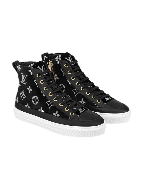 Кроссовки stellar ankle sneakers 'black white monogram' Louis Vuitton — изображение 3 из 4, черный/золотистый/белый