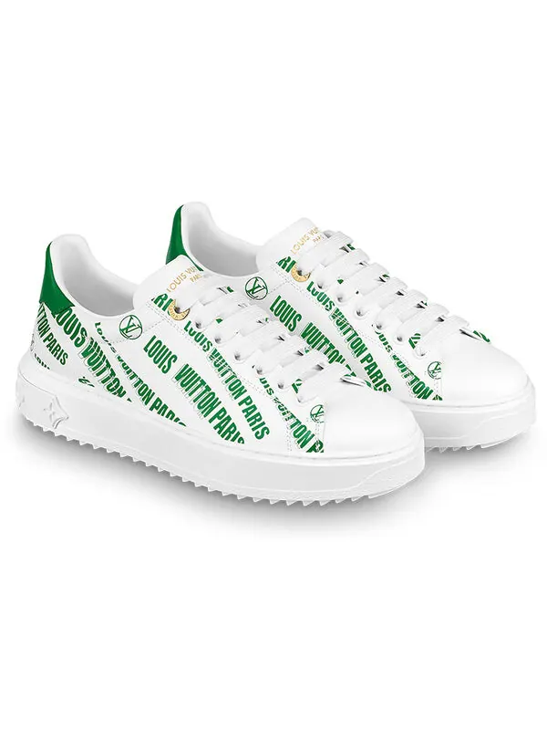 Кроссовки time out sneakers 'white green' Louis Vuitton — изображение 2 из 4, белый/зеленый/золотистый