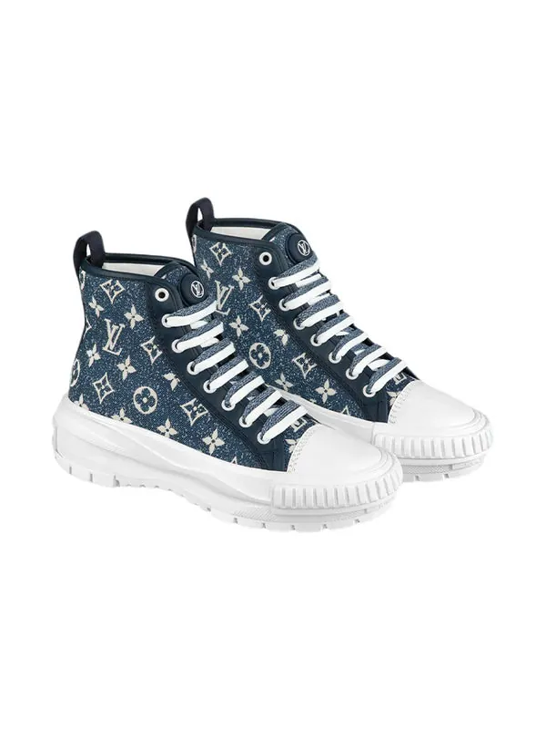 Кроссовки squad ankle sneakers 'denim with monogram' Louis Vuitton — изображение 2 из 3, синий/белый