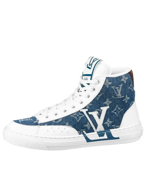Кроссовки charlie ankle sneakers 'white denim monogram' Louis Vuitton — изображение 1 из 4, белый/синий/коричневый