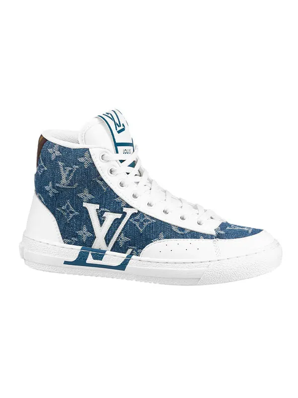 Кроссовки charlie ankle sneakers 'white denim monogram' Louis Vuitton — изображение 2 из 4, белый/синий/коричневый