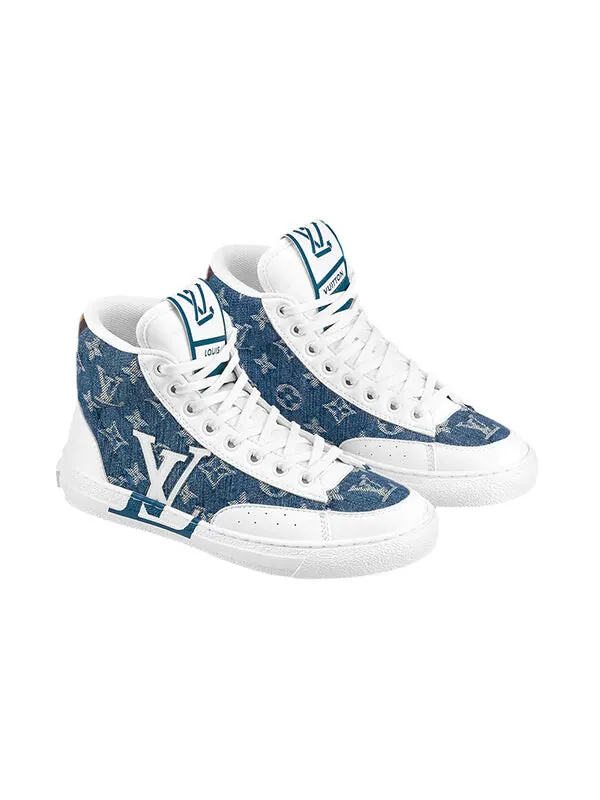 Кроссовки charlie ankle sneakers 'white denim monogram' Louis Vuitton — изображение 3 из 4, белый/синий/коричневый