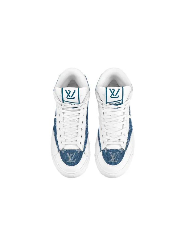 Кроссовки charlie ankle sneakers 'white denim monogram' Louis Vuitton — изображение 4 из 4, белый/синий/коричневый