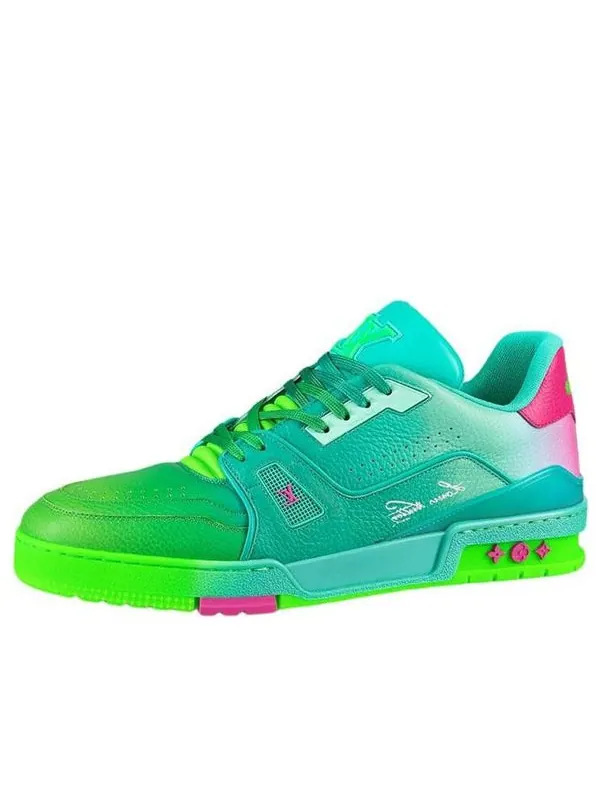 Кроссовки trainer sneakers 'teal green' Louis Vuitton — изображение 1 из 4, зеленый//розовый