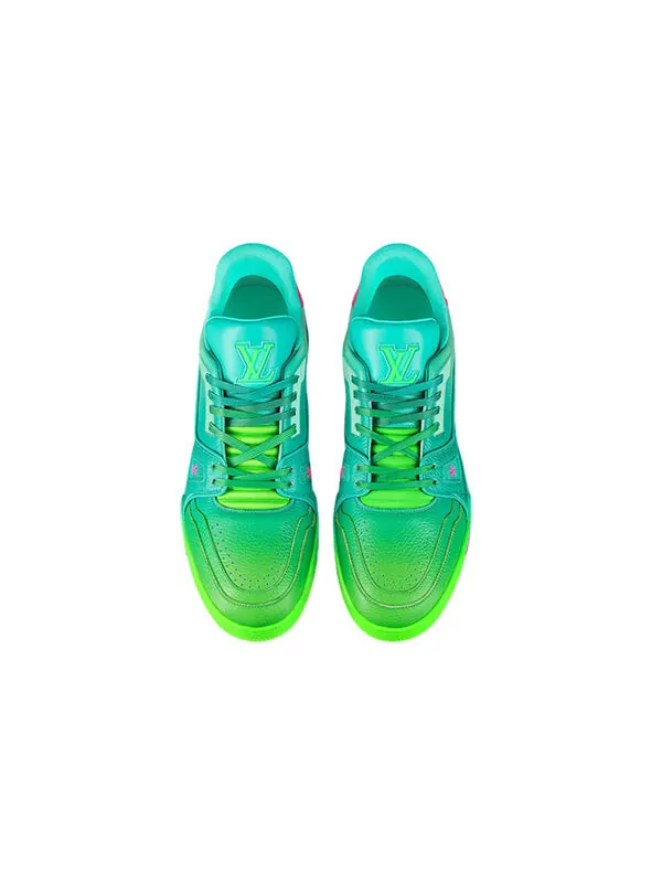Кроссовки trainer sneakers 'teal green' Louis Vuitton — изображение 2 из 4, зеленый//розовый
