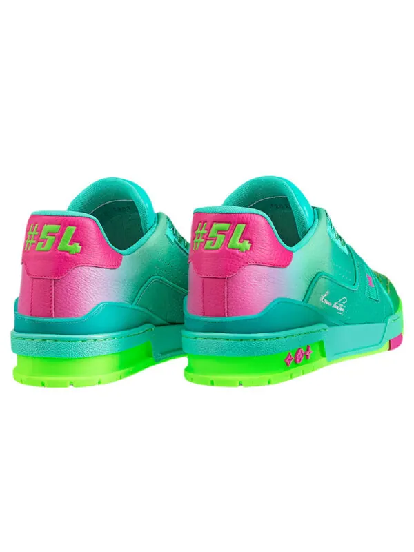 Кроссовки trainer sneakers 'teal green' Louis Vuitton — изображение 3 из 4, зеленый//розовый
