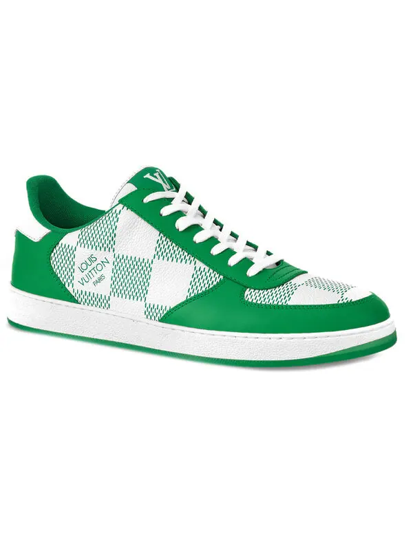 Кроссовки lv rivoli sneakers 'green with plaid' Louis Vuitton — изображение 2 из 3, белый/зеленый