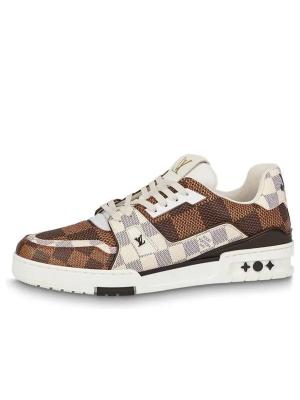 Кроссовки lv trainer sneakers 'brown and white plaid' Louis Vuitton — изображение 1 из 4, коричневый/белый/серый