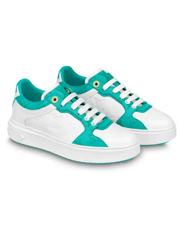 Кроссовки time out sneakers 'white and teal monogram' Louis Vuitton — изображение 2 из 3, белый