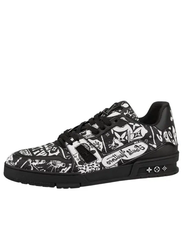 Кроссовки lv trainer sneakers 'comic black white' Louis Vuitton — изображение 1 из 4, черный/белый