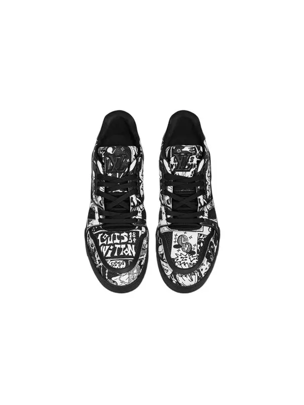 Кроссовки lv trainer sneakers 'comic black white' Louis Vuitton — изображение 2 из 4, черный/белый