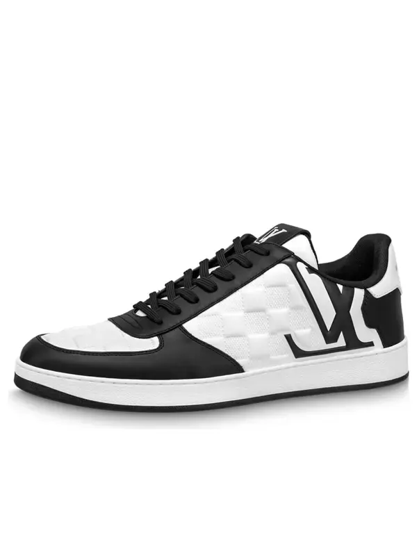 Кроссовки rivoli sneakers 'white plaid with black side logo' Louis Vuitton — изображение 1 из 4, белый/черный/золотистый