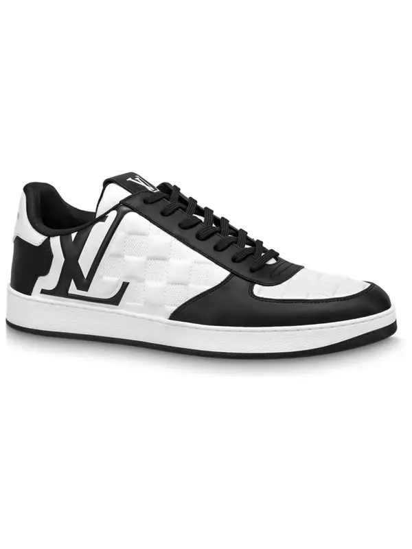 Кроссовки rivoli sneakers 'white plaid with black side logo' Louis Vuitton — изображение 2 из 4, белый/черный/золотистый
