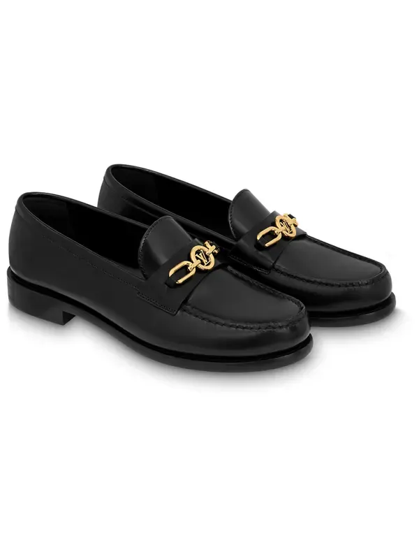 Кроссовки chess flat loafer shoes 'black' Louis Vuitton — изображение 2 из 4, черный/золотистый