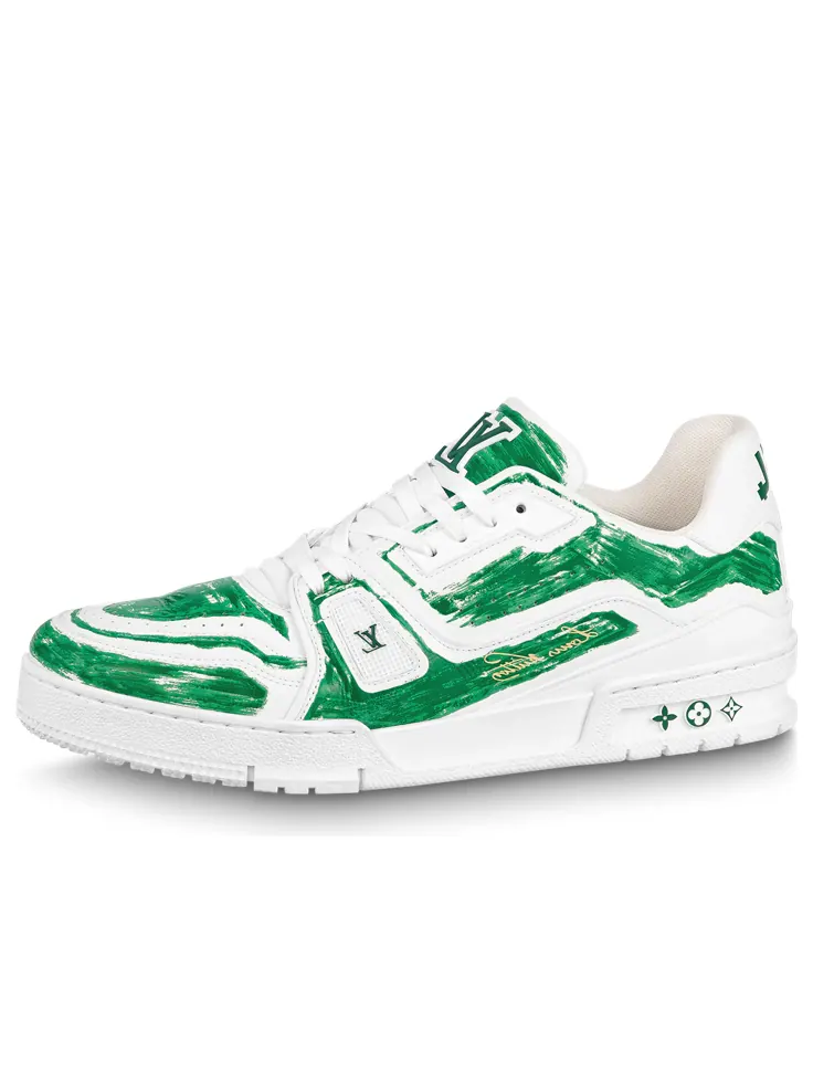 Кроссовки Louis vuitton LV Trainer 'White and Colored In Green' — изображение 1 из 4, белый/зеленый