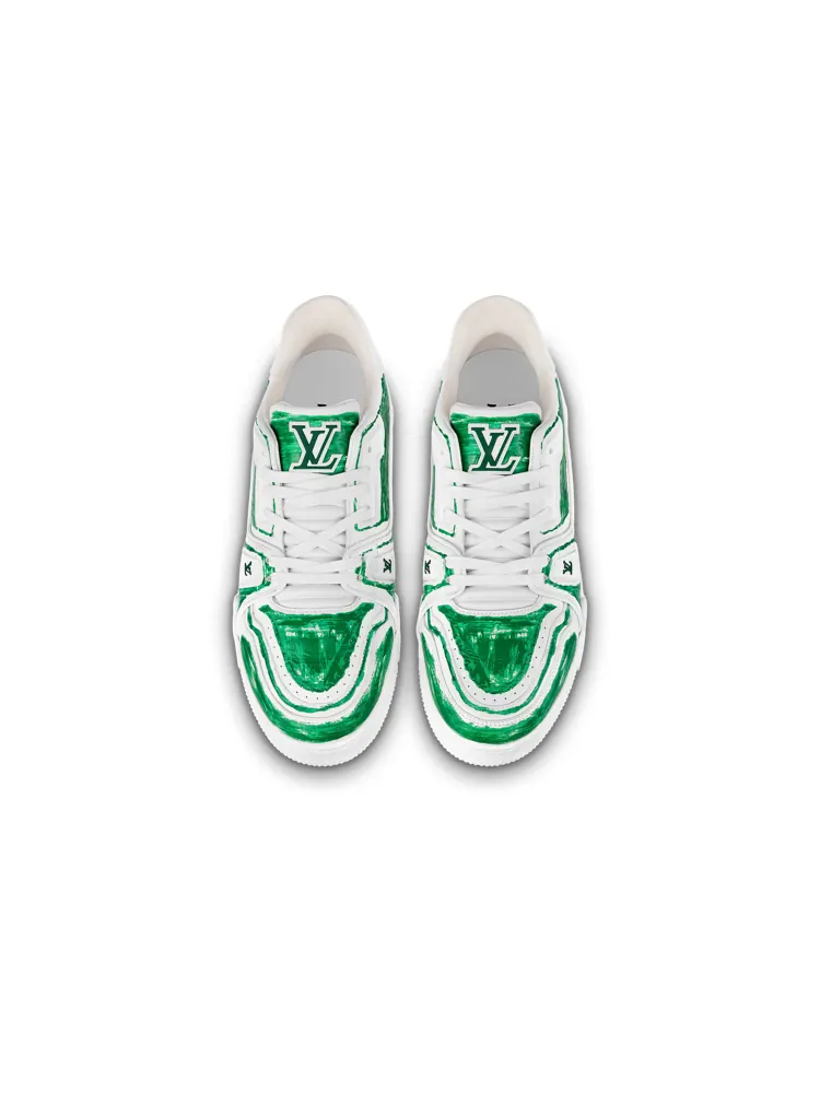 Кроссовки Louis vuitton LV Trainer 'White and Colored In Green' — изображение 2 из 4, белый/зеленый