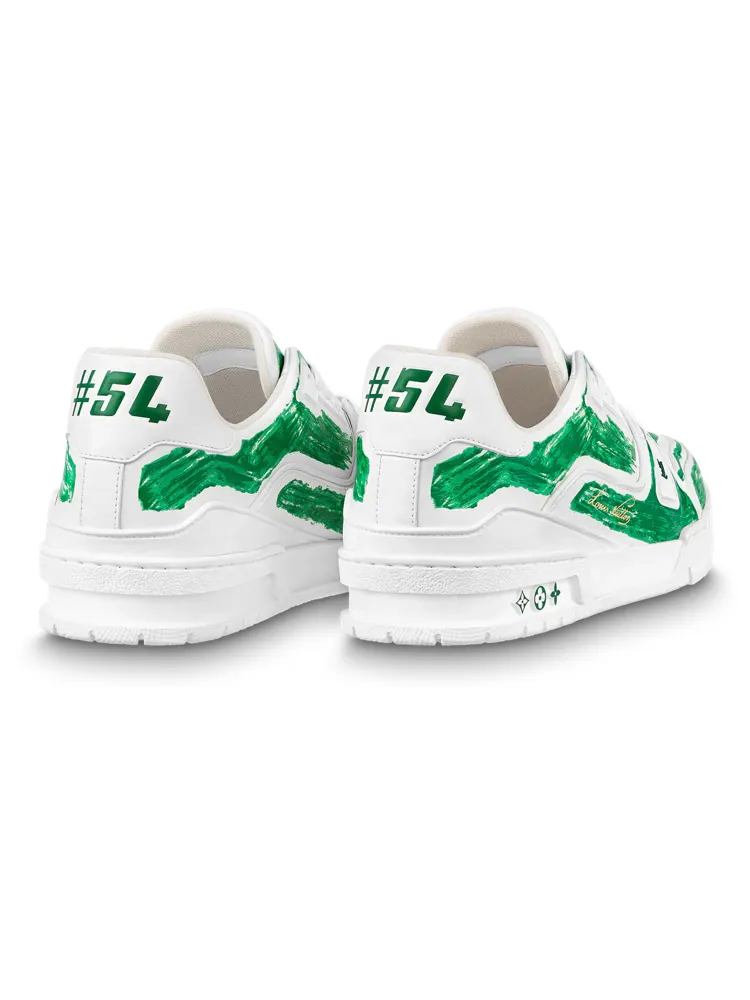 Кроссовки Louis vuitton LV Trainer 'White and Colored In Green' — изображение 3 из 4, белый/зеленый