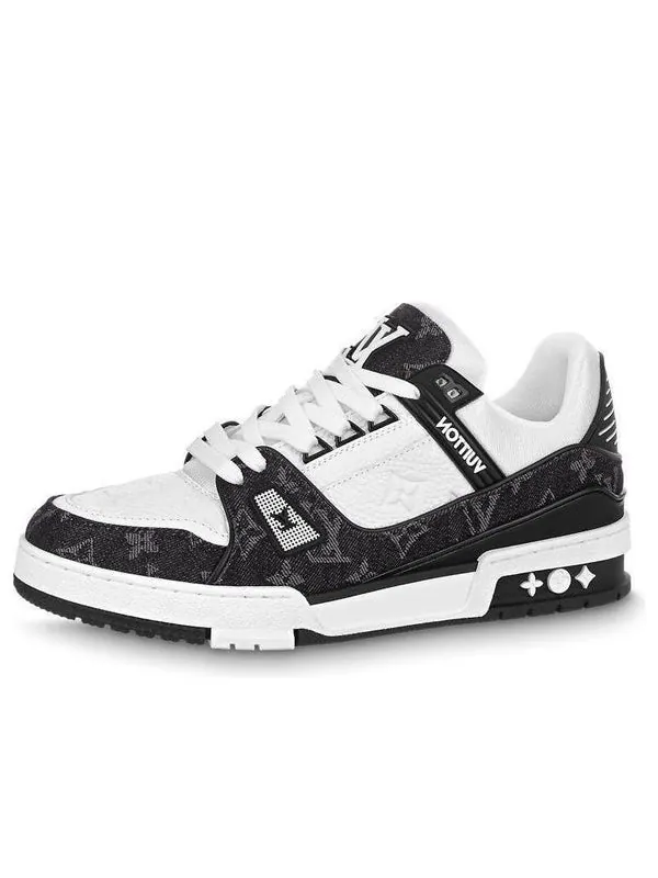 Кроссовки lv trainer sneaker 'black mesh monogram with white ' Louis Vuitton — изображение 1 из 4, черный/серый/белый