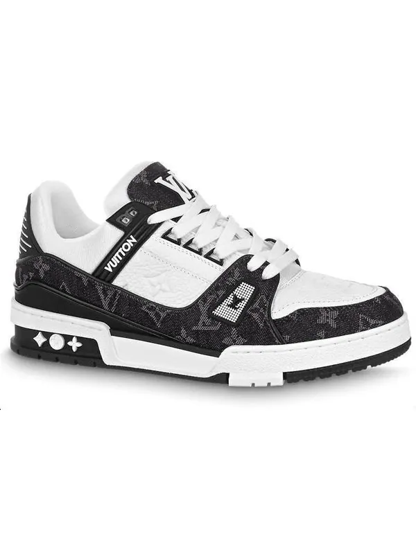 Кроссовки lv trainer sneaker 'black mesh monogram with white ' Louis Vuitton — изображение 2 из 4, черный/серый/белый