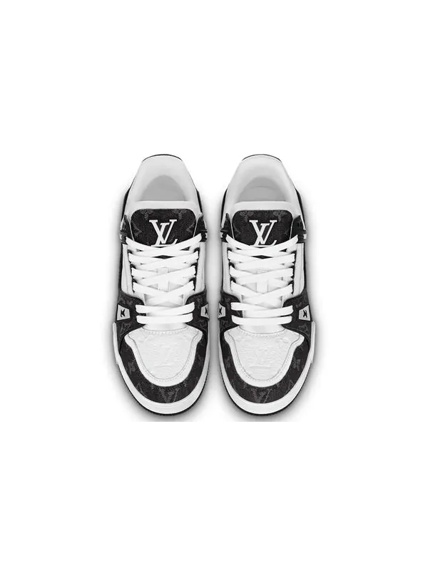 Кроссовки lv trainer sneaker 'black mesh monogram with white ' Louis Vuitton — изображение 3 из 4, черный/серый/белый