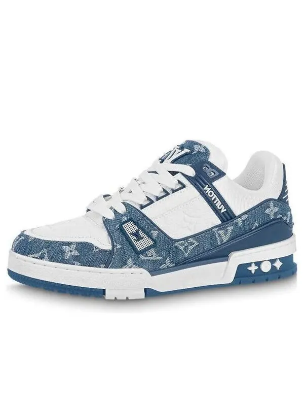 Кроссовки lv trainer sneakers 'white with blue mesh monogram' Louis Vuitton — изображение 1 из 4, белый/синий
