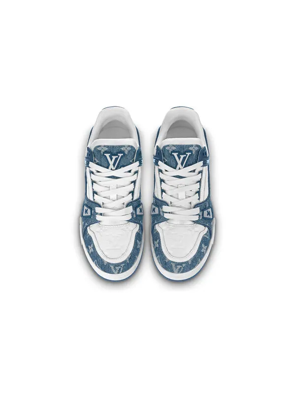 Кроссовки lv trainer sneakers 'white with blue mesh monogram' Louis Vuitton — изображение 4 из 4, белый/синий