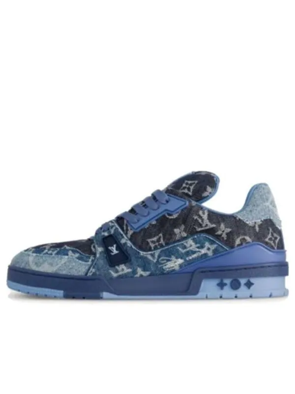 Кроссовки lv trainers 'blue black denim monogram' Louis Vuitton — изображение 1 из 4, синий/черный