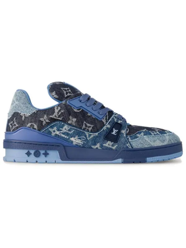 Кроссовки lv trainers 'blue black denim monogram' Louis Vuitton — изображение 2 из 4, синий/черный
