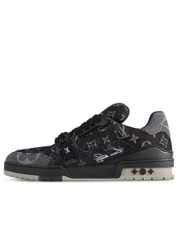 Кроссовки lv trainer sneakers 'black grey denim monogram' Louis Vuitton — изображение 1 из 4, черный/серый/белый