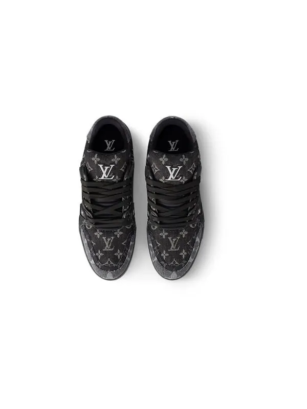 Кроссовки lv trainer sneakers 'black grey denim monogram' Louis Vuitton — изображение 3 из 4, черный/серый/белый
