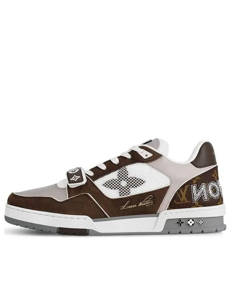 Кроссовки LOUIS VUITTON LV Trainer 'Moka Brown Monogram Flower' — изображение 1 из 6, коричневый
