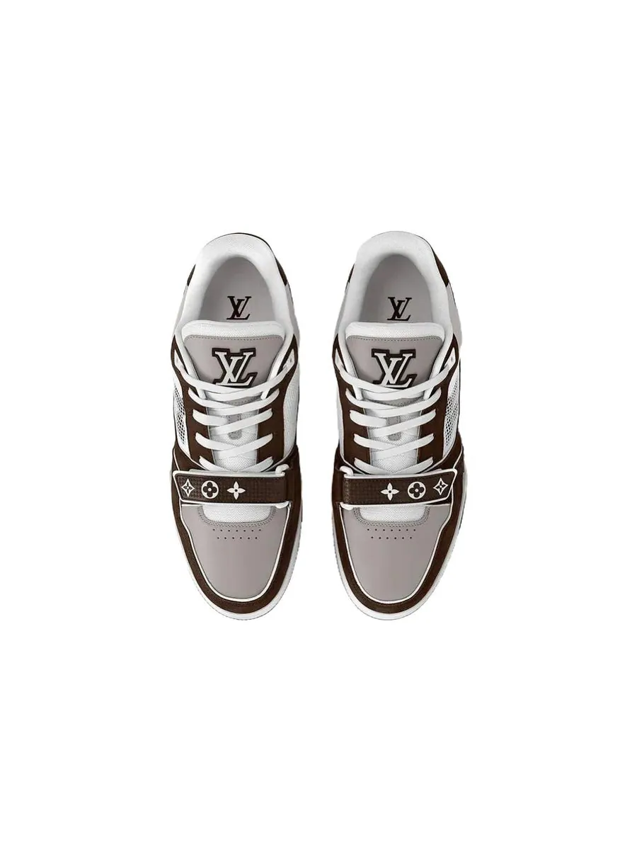 Кроссовки LOUIS VUITTON LV Trainer 'Moka Brown Monogram Flower' — изображение 3 из 6, коричневый