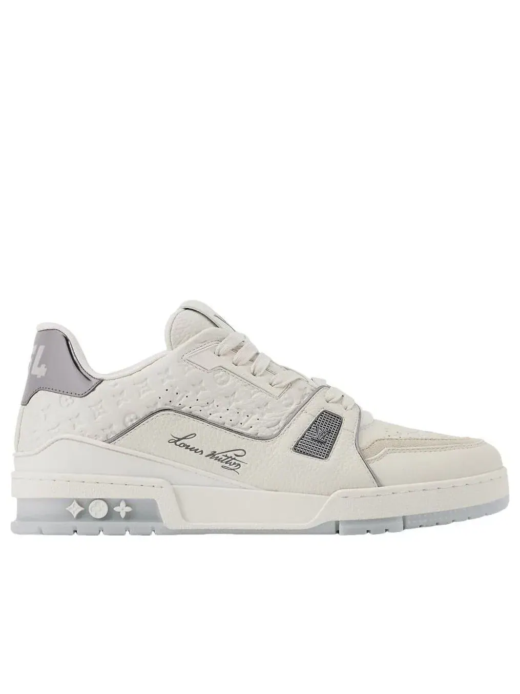 Мужские кроссовки с кожаным верхом Louis Vuitton Trainer — изображение 2 из 6, серый