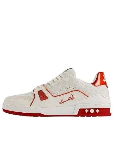 Мужские кроссовки из телячьей кожи с принтом Louis Vuitton Trainer — изображение 1 из 6, красный