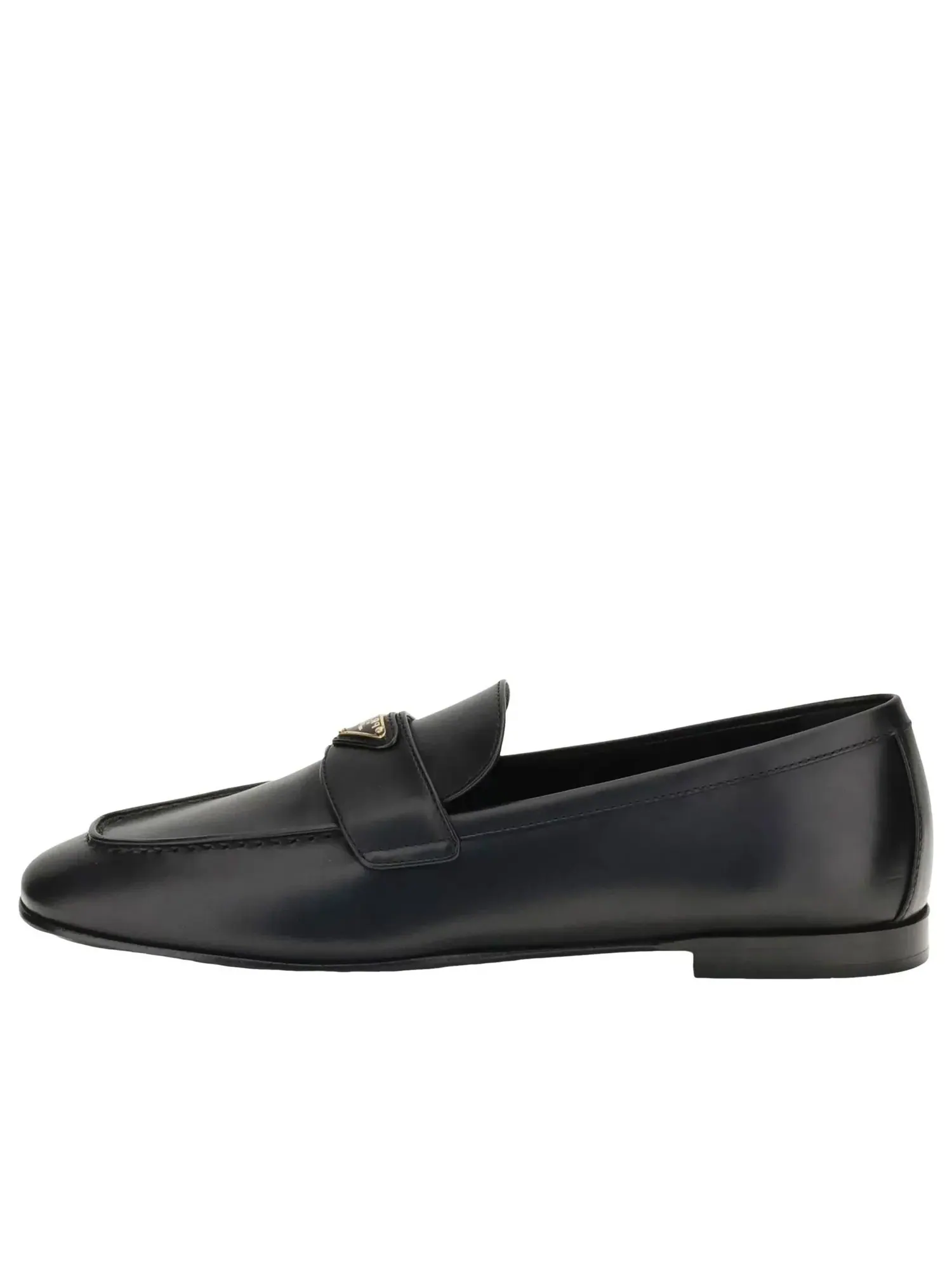 Лоферы PRADA FW25 с треугольным логотипом, черные, 1D147O-070-F0002