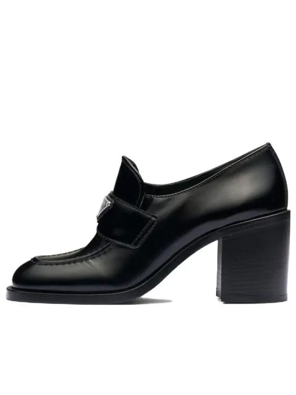 Кроссовки brushed leather high-heel loafers 'black' Prada — изображение 1 из 4, черный