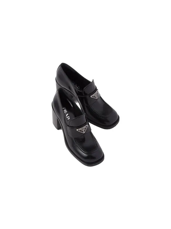 Кроссовки brushed leather high-heel loafers 'black' Prada — изображение 3 из 4, черный