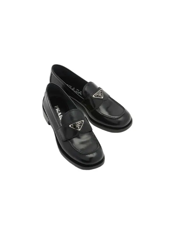 Кроссовки ss22 unlined brushed leather loafers 'black' Prada — изображение 3 из 4, черный