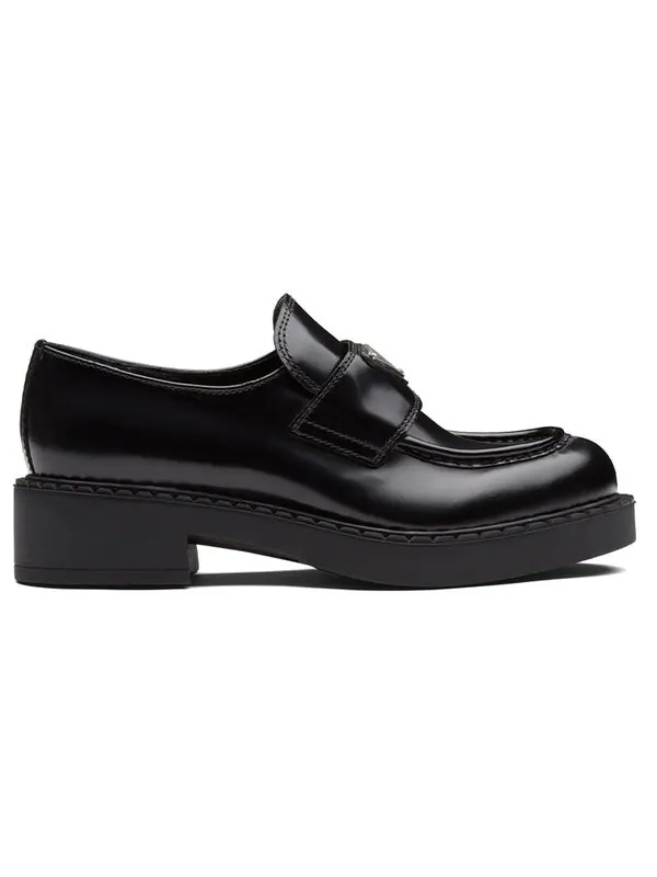 Кроссовки chocolate 50mm brushed leather loafer 'black' Prada — изображение 2 из 4, черный