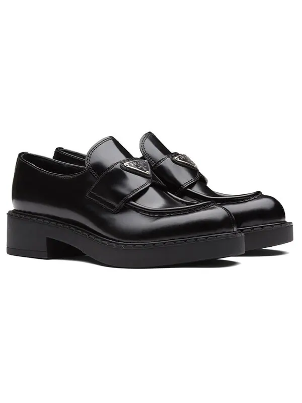 Кроссовки chocolate 50mm brushed leather loafer 'black' Prada — изображение 3 из 4, черный