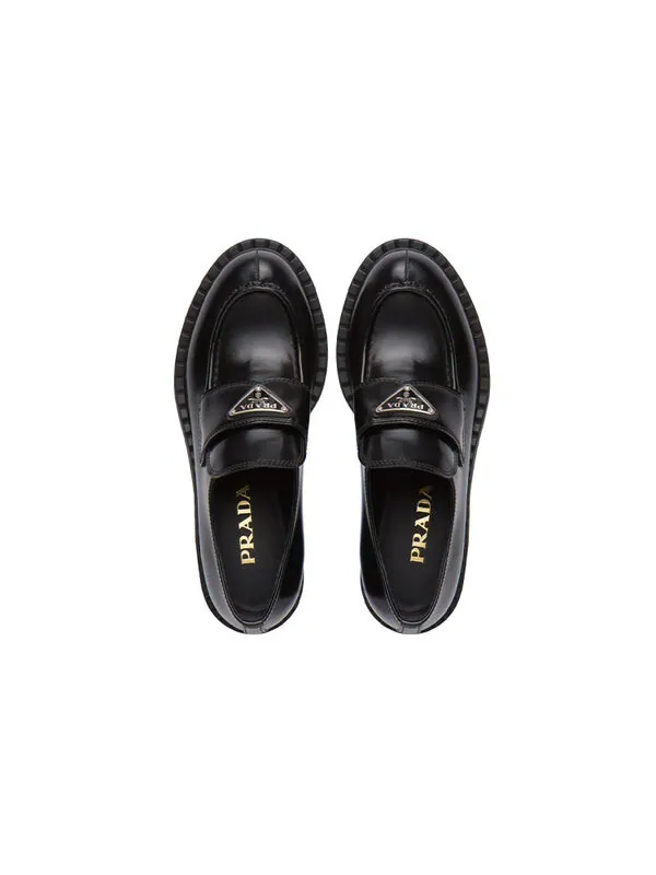 Кроссовки chocolate 50mm brushed leather loafer 'black' Prada — изображение 4 из 4, черный