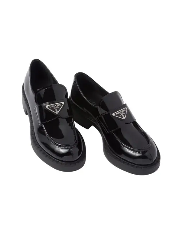 Кроссовки (WMNS) PRADA Chocolate 50mm Loafer 'Black Patent Leather' — изображение 3 из 4, черный