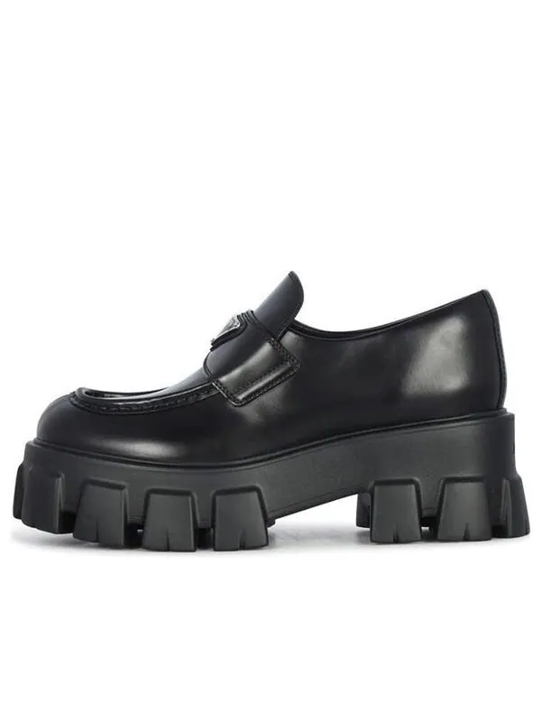 Кроссовки brushed leather monolith loafers 'black' Prada — изображение 1 из 4, черный
