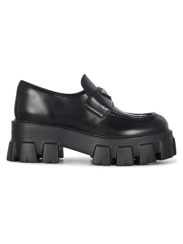 Кроссовки brushed leather monolith loafers 'black' Prada — изображение 2 из 4, черный