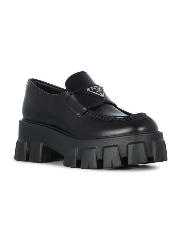 Кроссовки brushed leather monolith loafers 'black' Prada — изображение 3 из 4, черный
