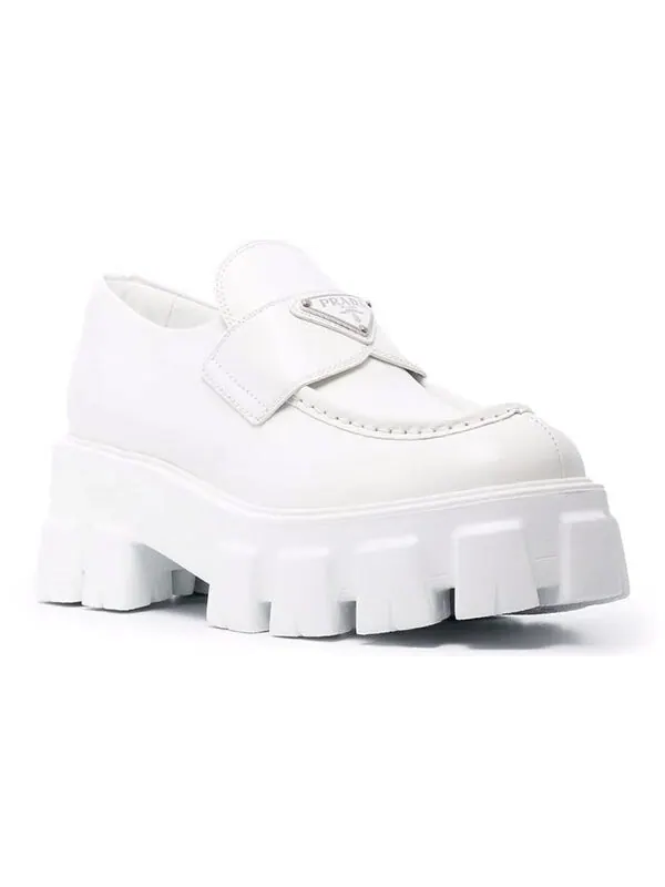 Кроссовки brushed leather monolith loafers 'white' Prada — изображение 2 из 4, белый