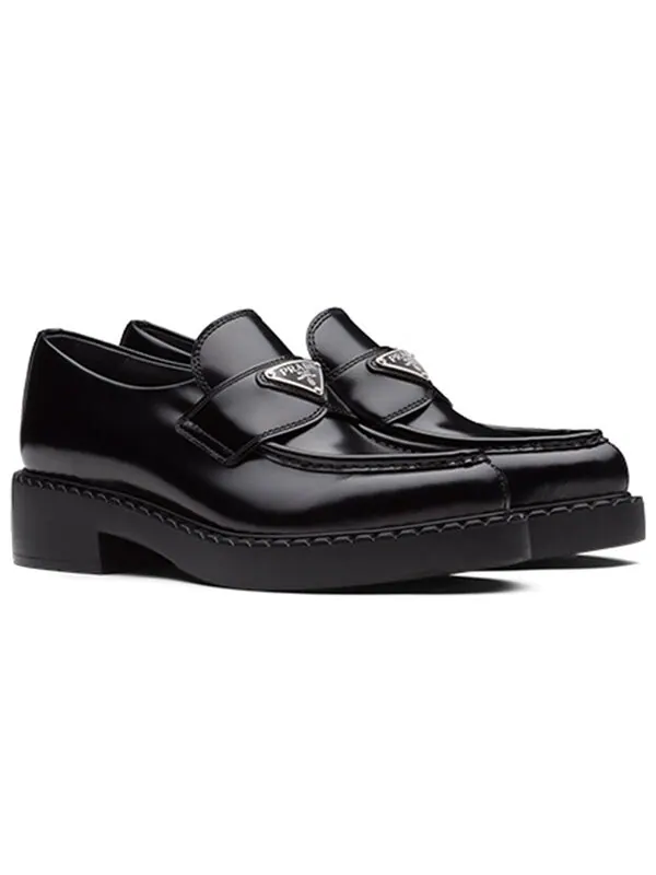 Кроссовки brushed leather pointy monolith loafers 'black' Prada — изображение 3 из 4, черный/серебристый