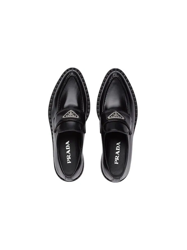 Кроссовки brushed leather pointy monolith loafers 'black' Prada — изображение 4 из 4, черный/серебристый